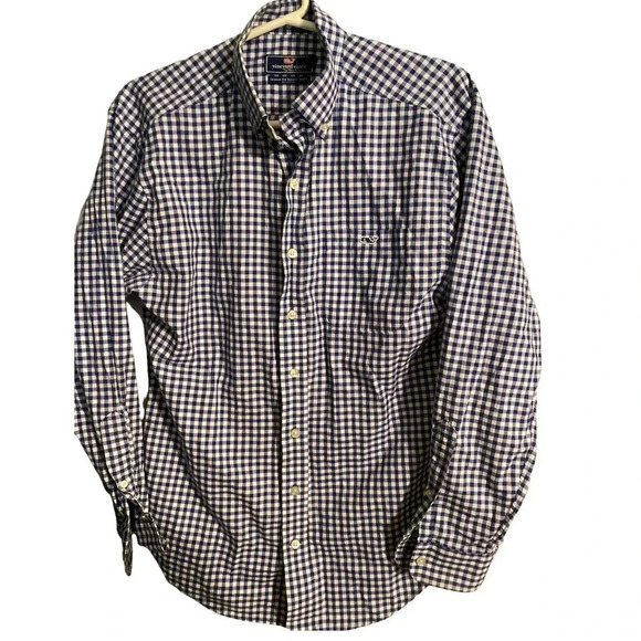 VINEYARD VINES EUC MENS NAVY WHITE SHIRT TOP EASTER WORK CASUAL FALL WINTER SZ S - Picture 1 of 4